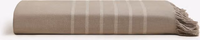 Toalla de playa de algodón Calicut Sklum con diseño de rayas en blanco y beige, An/Al: 100 x 180 cm