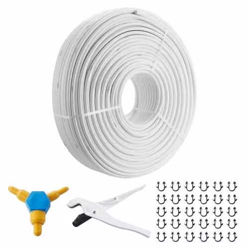 Tubo PEX-AL-PEX VEVOR multicapa de aluminio y plástico con barrera de oxígeno para calefacción por suelo radiante, agua fría y caliente, color blanco, Diámetro: 16 mm, Espesor: 2 mm, Longitud: 300 m