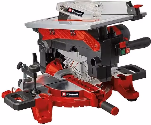 Sierra ingletadora de doble corte Einhell Expert TE-MS 254T de 2000 W en color rojo con hoja de 254 mm y 5000 r.p.m.