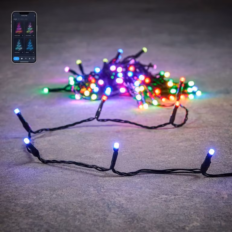 Luces de Navidad LED RGB Luca Lighting color marrón con temporizador y regulador de intensidad, compatibles con Alexa, Google Assistant y Apple HomeKit, An/P/Al: 200 x 0,5 x 3 cm