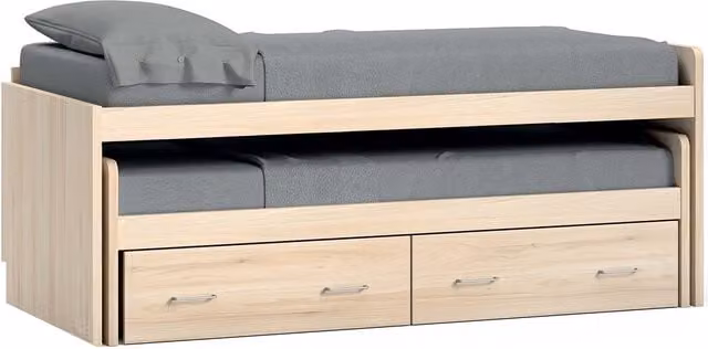 Cama nido Noel de El Corte Inglés con 2 cajones y costado derecho alto en color Abedul - Ámbar