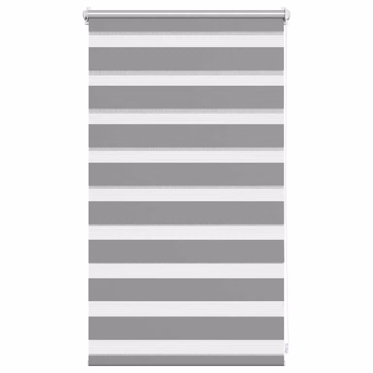 Estor cebra día y noche vidaXL de poliéster con diseño de rayas en gris y blanco, An/Al: 50,9 x 100 cm, Ancho de tejido: 46,7 cm
