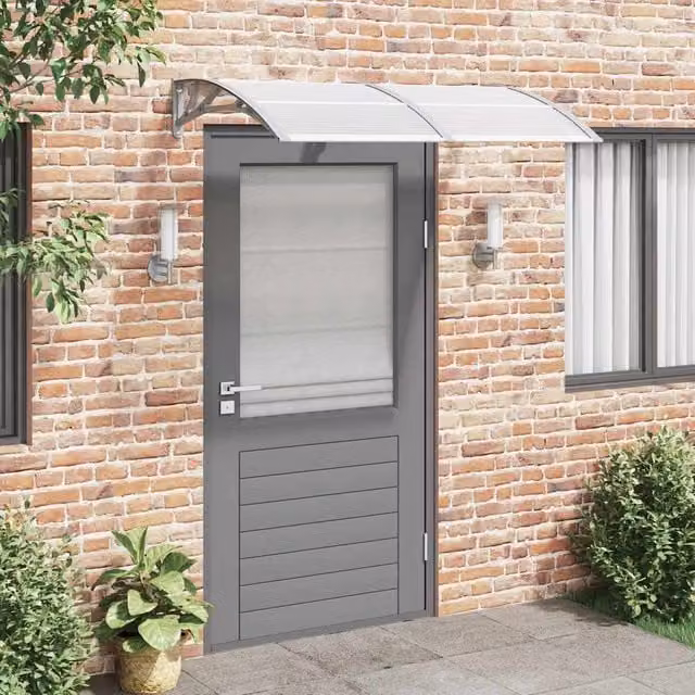 Marquesina de puerta vidaXL de policarbonato gris An/P: 150 x 100 cm