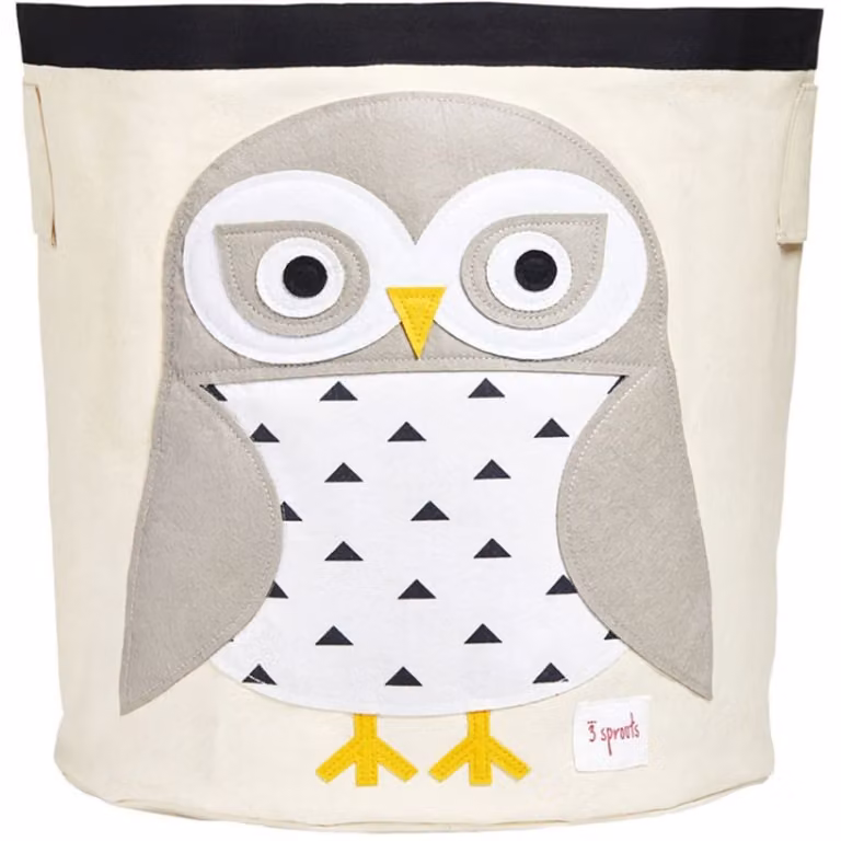 Bolsa para juguetes de lechuza 3 Sprouts en color gris con asas para niños