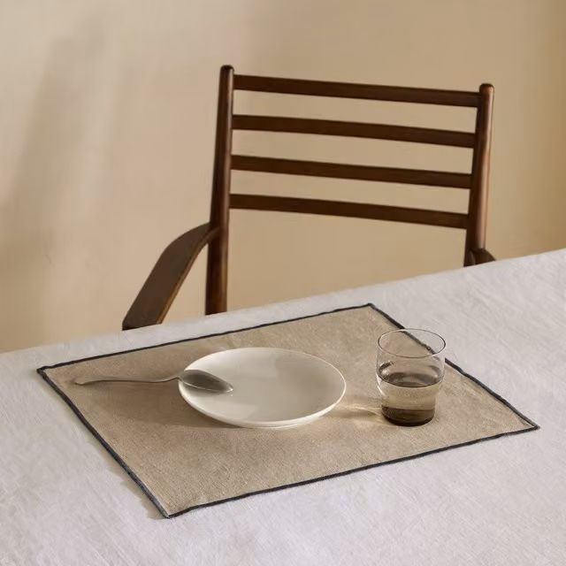 Set de 2 manteles individuales rectangulares de lino Room en color beige