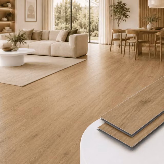 Suelo SPC MCCOVER Roble Claro con Sistema Click y Acabado de Madera de 1,95 m²