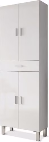 Columna de baño Aruba de Duehome con 2 puertas y 1 cajón en blanco brillo, An/P/Al: 60 x 29 x 182 cm