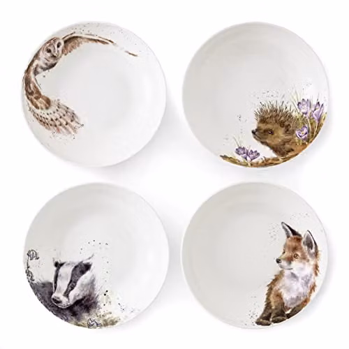 Set de 4 cuencos para pasta Portmeirion Wrendale Designs en cerámica blanca y multicolor de 22,3 cm