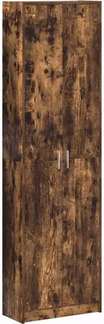 Armario moderno Helloshop26 de madera en color roble ahumado con puertas batientes y estantes internos, An: 55 cm, P: 25 cm, Al: 189 cm