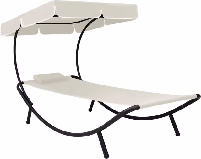 Tumbona de exterior Maison Exclusive con dosel y reposacabezas ajustable en color blanco