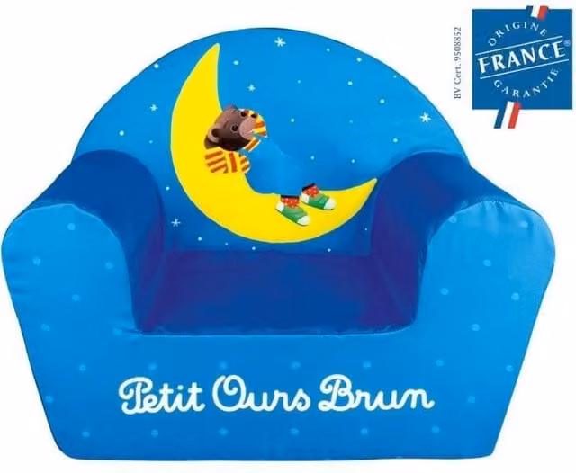 Sillón Club de Espuma Petit Ours Brun para Niños Fun House en Rojo y Azul