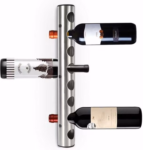 Botellero de pared XISRENS para 8 botellas en metal acabado mate de 42 cm