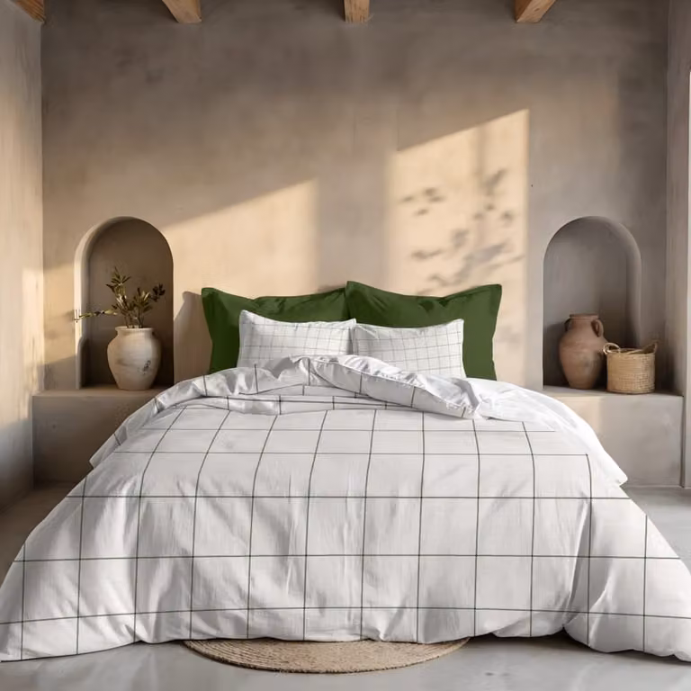 Funda nórdica Muare Home de poliéster con diseño de cuadros multicolor y blanco para cama de 200 cm, An/P: 290 x 240 cm