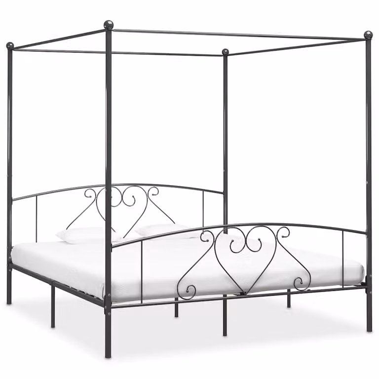 Estructura de cama con dosel vidaXL de metal en color gris de 180 x 200 cm