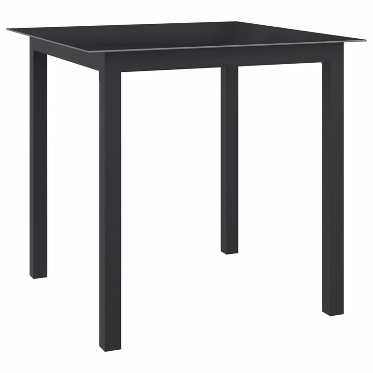Mesa de jardín Syfax de aluminio y vidrio negro, An/P/Al: 80 x 80 x 74 cm