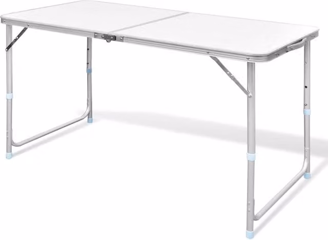 Mesa de camping plegable y ajustable vidaxl en color blanco An/P/Al: 120 x 60 x 70 cm