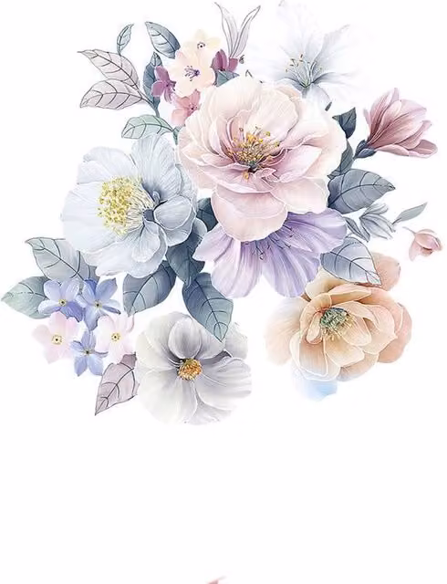 Pegatina de pared floral NEBELMEER con diseño de peonías en colores blanco y multicolor para decoración moderna de interiores