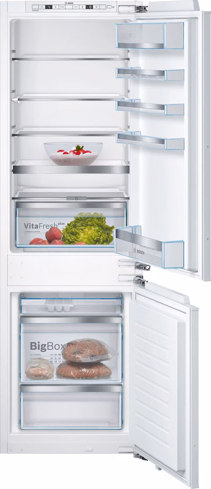 Frigorífico combi integrable Bosch Serie 6 KIS86AFE0 color blanco con tecnología VitaFresh y Low Frost, An/P/Al: 55.8 x 55.8 x 177.2 cm