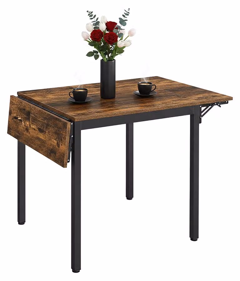 Mesa de comedor plegable Northix con tapa de mariposa y diseño industrial en madera y metal color marrón para 2-4 adultos