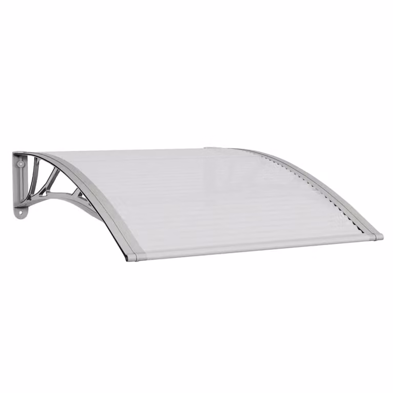 Marquesina para puerta vidaXL en gris y transparente de policarbonato y aluminio, An/P: 100 x 75 cm