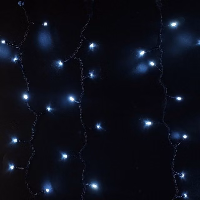 Cortina de luces LED F-BRIGHT azul con 225 luces para interior y exterior de 2 x 0,9 m