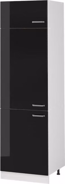 Armario alto de cocina Vicco R-Line en negro brillo y blanco con puertas batientes
