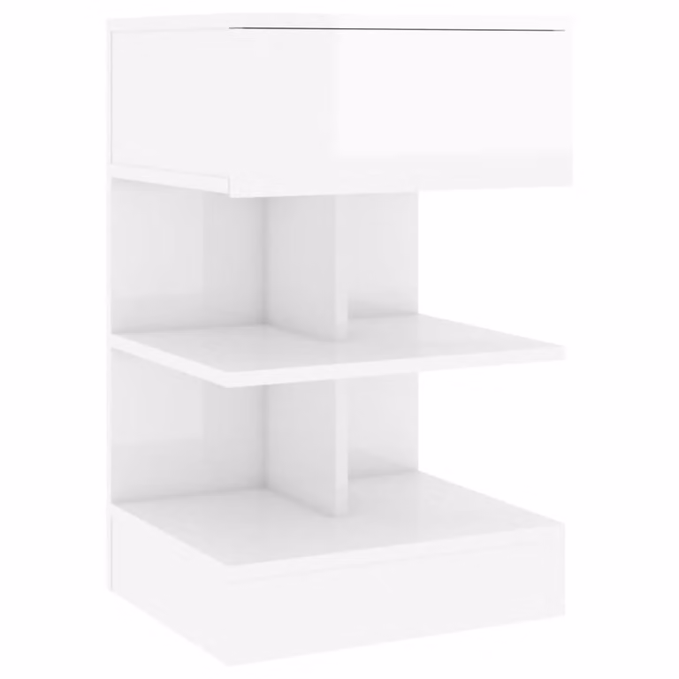 Mesita de noche Maison Chic en madera contrachapada blanco brillo, An/P/Al: 40 x 35 x 65 cm