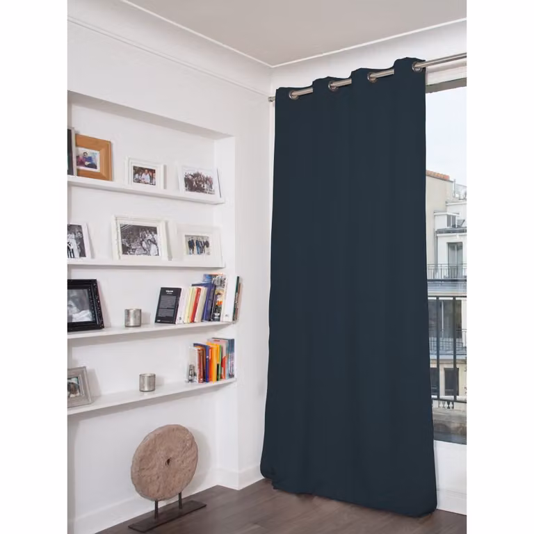 Cortina opaca Moondream azul con ojales An: 140 cm, Al: 260 cm