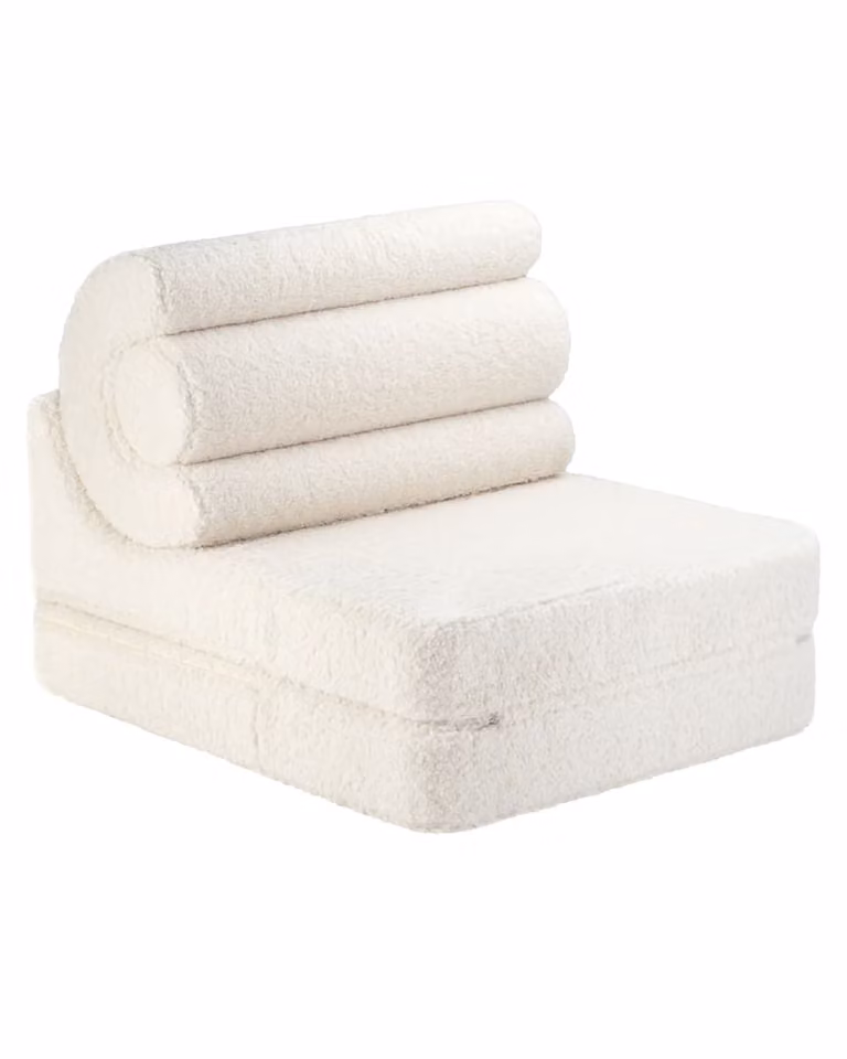Sillón Flipster Wigiwama de tejido bouclé blanco, An/P/Al: 67 x 57 x 78 cm