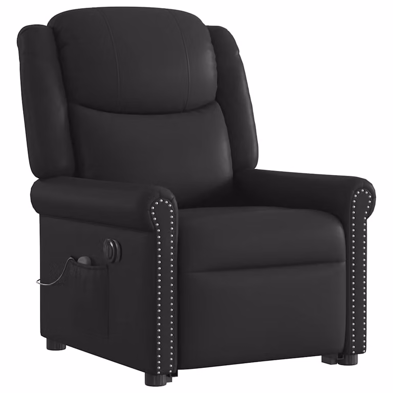 Sillón de masaje eléctrico elevable vidaXL en negro con acabado de piel sintética y estructura moderna