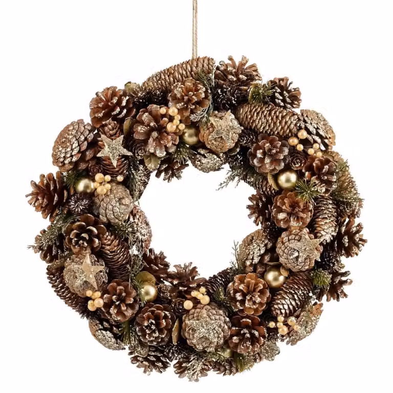 Corona decorativa de Navidad Mica Decorations verde con estrellas para colgar An/P/Al: 45 x 45 x 9 cm