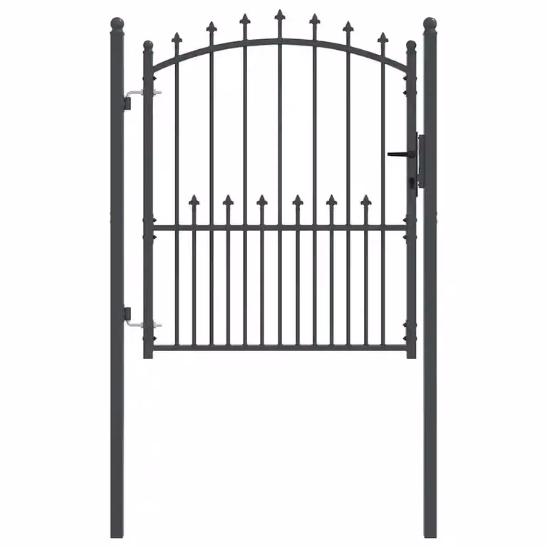 Puerta de cerca con picos EMMEN vidaXL de acero color antracita An/Al: 104 x 109,5 cm con cerradura