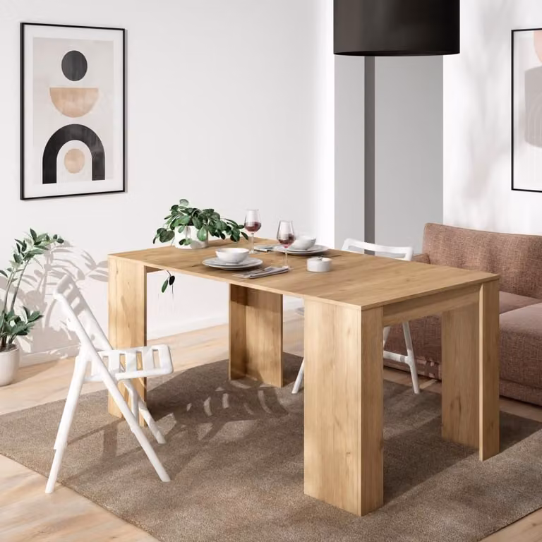 Mesa consola extensible Skraut Home de madera en color roble, An/P/Al: 160 x 90 x 77 cm