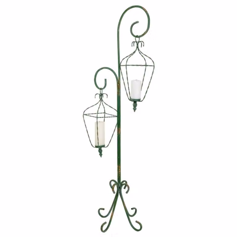 Faroles decorativos Wanderlust deco de estilo rústico con soporte de metal en color azul, An/P/Al: 35 x 31 x 115 cm