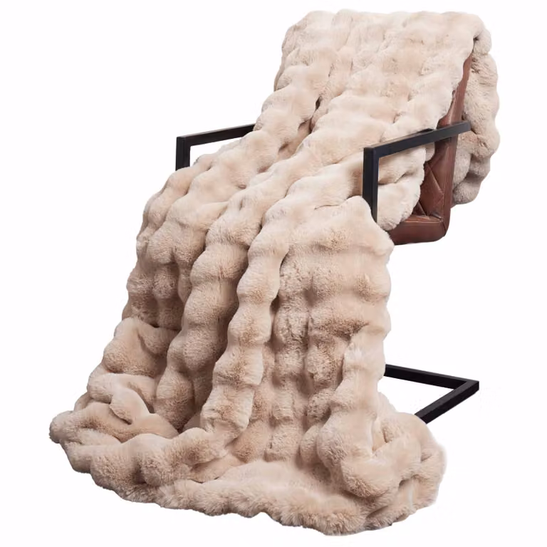 Pack de 4 mantas de pelo sintético antideslizantes Olite de vidaXL, color beige, An/P: 220 x 150 cm