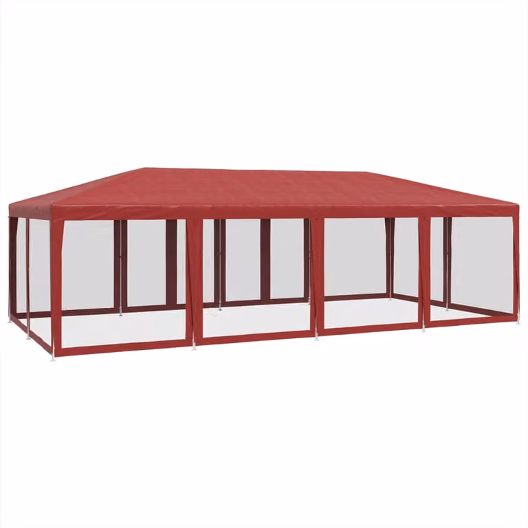 Carpa para fiestas Syfax de color rojo con 12 paredes de malla HDPE, An/P/Al: 8 x 4 x 2,68 m
