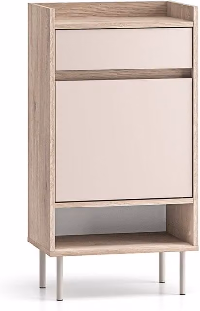 Mueble zapatero PETITS MEUBLES con puerta y cajón en color beige y marrón de madera y MDF An/P/Al: 34 x 34 x 95 cm
