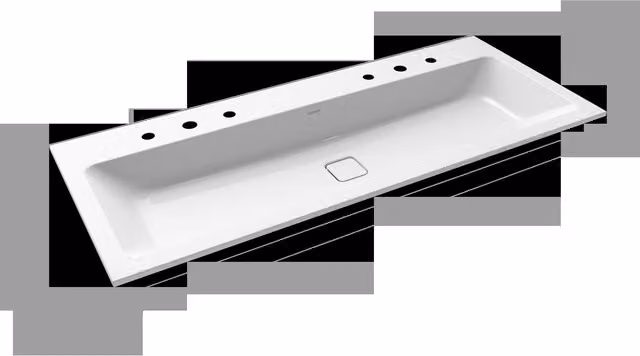 Lavabo empotrado rectangular Cono 3082 de Kaldewei en acero esmaltado blanco, An/P/Al: 120 x 50 x 1,4 cm