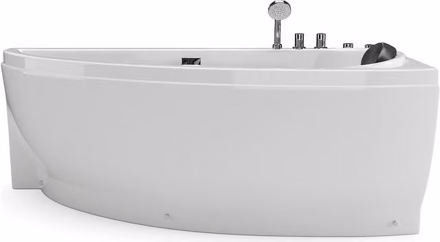 Bañera de hidromasaje asimétrica VENTE-UNIQUE blanca con air jets, An/P: 160 x 75 cm