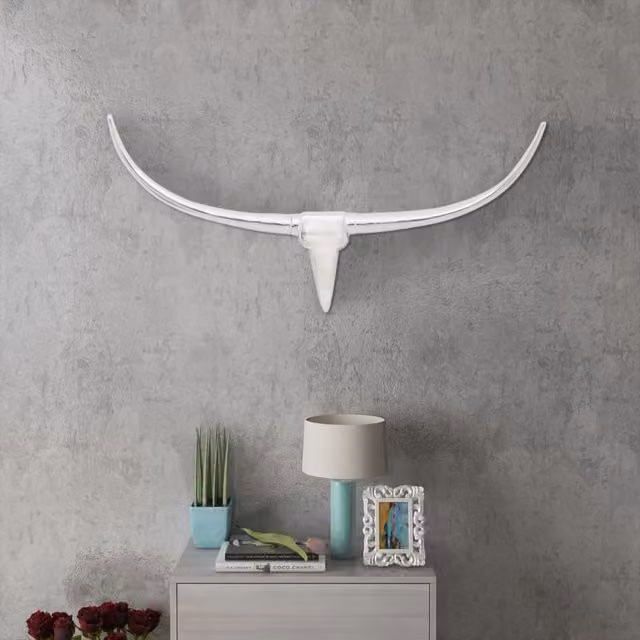vidaXL Cabeza de toro decorativa de metal para pared, estilo rústico, color plateado, 96 cm