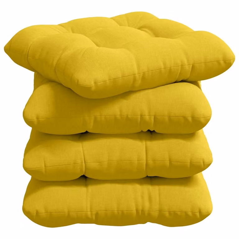 Set de 4 cojines para asiento vidaXL en tela de poliéster, color amarillo, An/P/Al: 40 x 40 x 12 cm