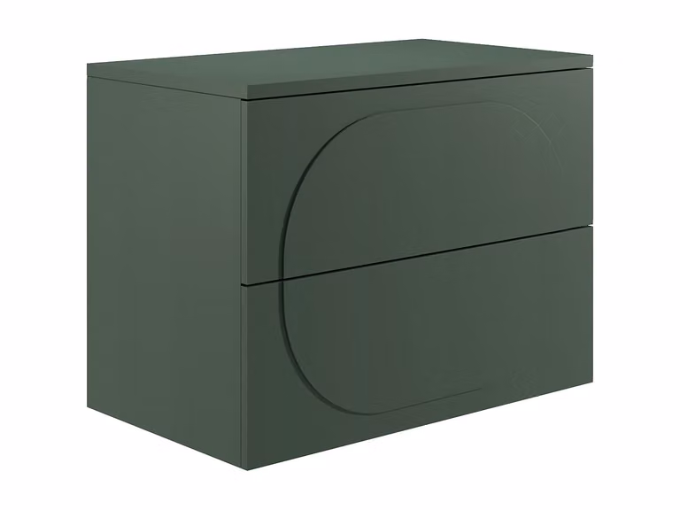 Mueble bajo lavabo suspendido Vutoma con estante y cajones, color verde mate, An/P/Al: 80 x 46 x 60 cm
