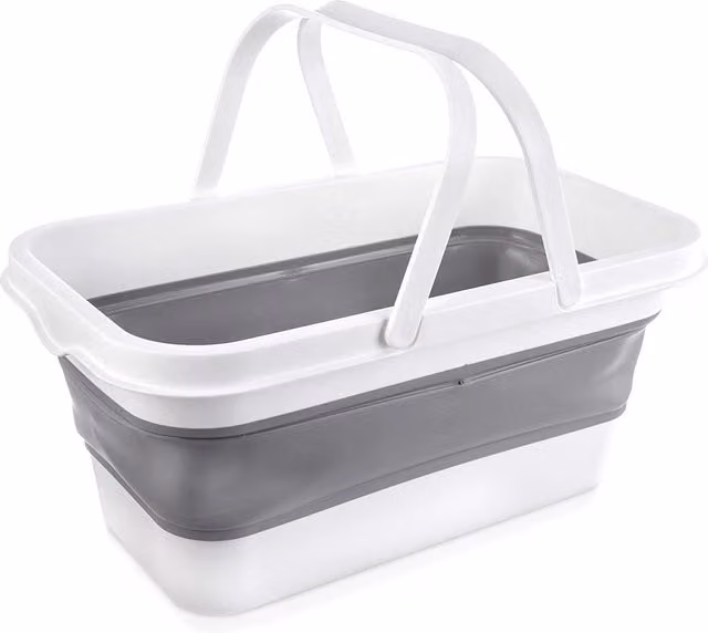 Cesta de la colada plegable NORTHIX de 28 l con asas en multicolor y blanco