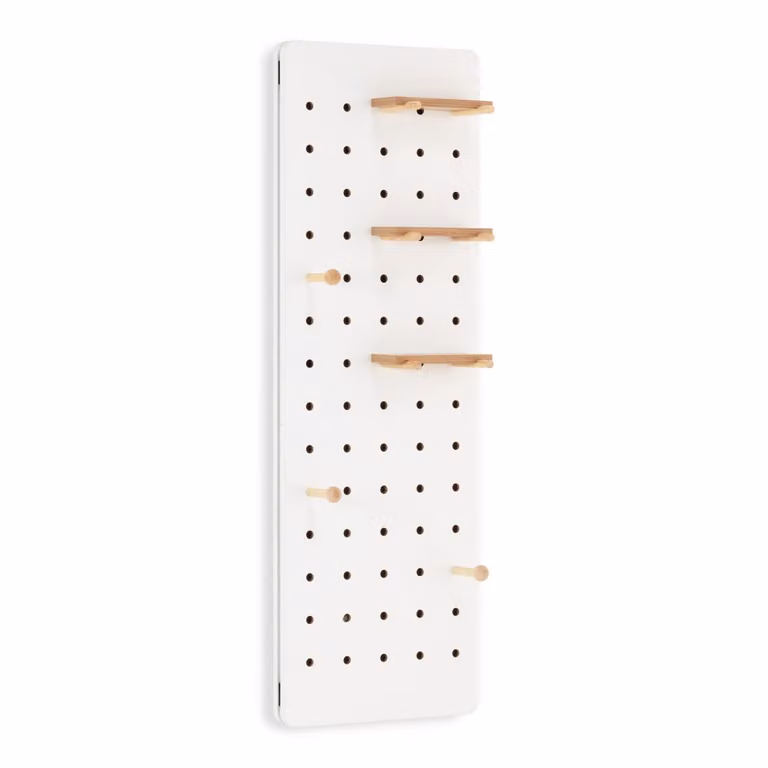 Mueble de recibidor minimalista HOMN en color blanco y acabado mate con panel de madera de roble An/P/Al: 120 x 40 x 3 cm