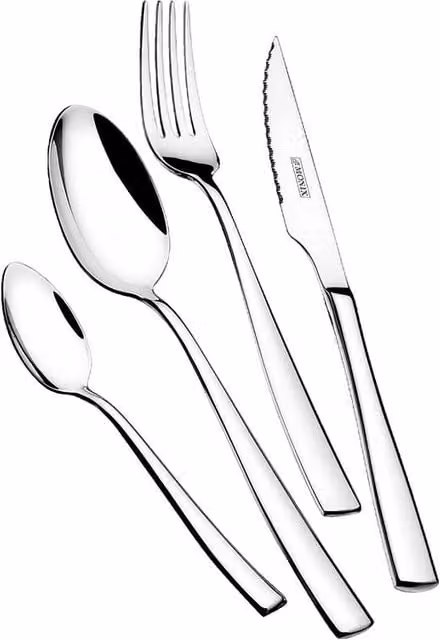 Set de cubertería Siena de ISOGONA-BRA en acero inoxidable color plata con cubiertos para chuletón para 24 adultos