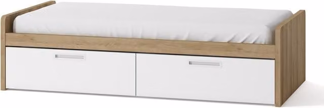 Cama Mio de El Corte Inglés con 2 cajones y cabeceros bajos en blanco y marrón