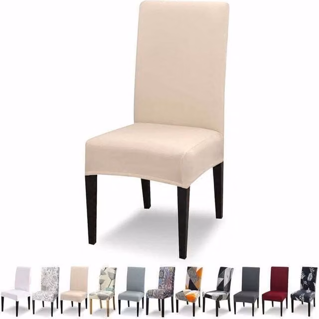 Juego de 4 fundas elásticas LIIYIELA para sillas de comedor, diseño moderno y lavable, color beige, 45 x 65 cm