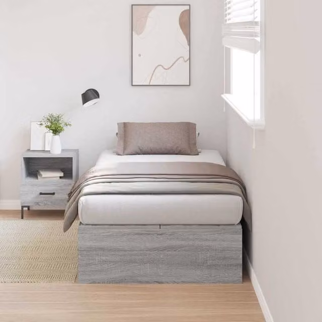 Cama con almacenamiento y puerta Maison exclusive en color gris sonoma, An/P/Al: 100 x 200 cm