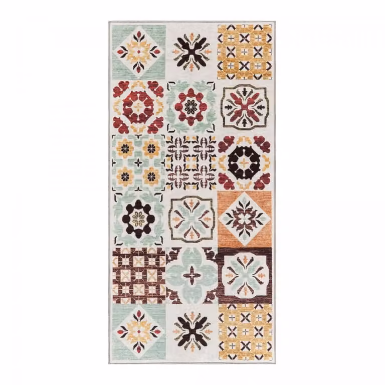 Alfombra Kilim Un Amour de Tapis multicolor en tonos beige y verde, An/P: 120 x 170 cm