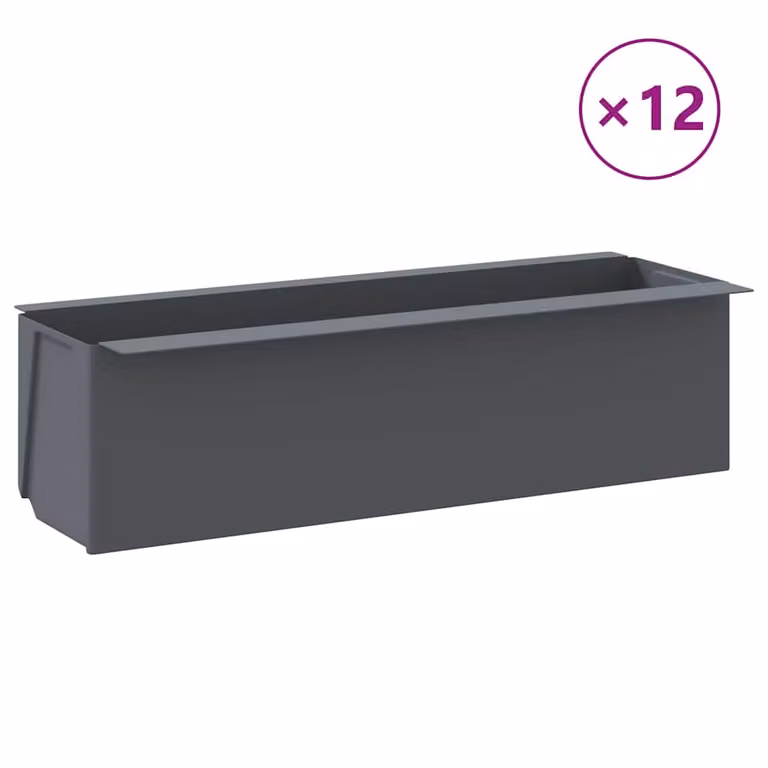Set de 12 jardineras de plástico vidaXL para europalés en color gris, An/Al/P: 36 x 13,5 x 9,5 cm